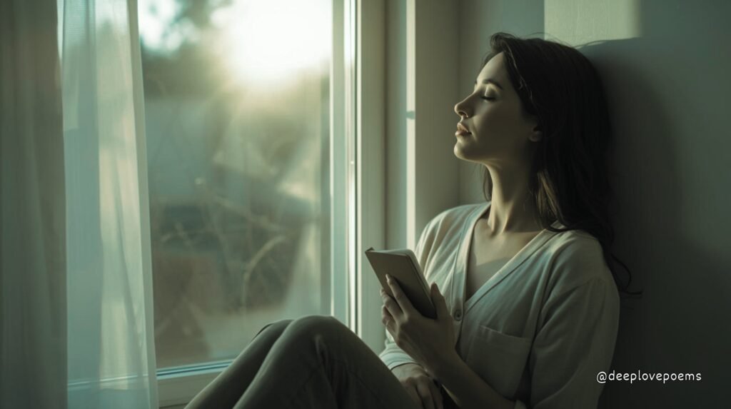 Self love poems illustration showing emotional healing, inner peace, and self-acceptance through poetry